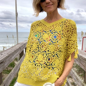 Gehaakte top PATROON - Glans - Dames Oversized Zomerkant - Klein tot Plus maat 4X - Samengevoegd als je gaat Motieven - Grafiek, Stapfoto's - PDF