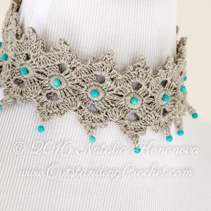 Gehaakte ketting PATROON - Keltische Choker - Kralen Vezel Sieraden - Boho Chic Festival Stijl - Grafieken, Stap Foto's - PDF