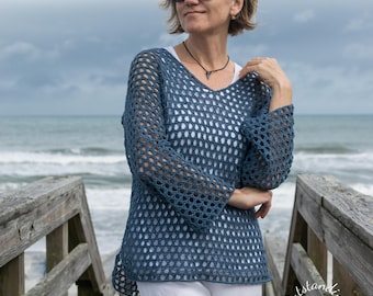 Crochet Top PATTERN - Stellar Net Tunic - Mesh beach cover up, summer pullover, crochet lace jumper - Small to plus sizes - PDF