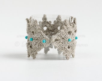 Bracelet Crochet PATTERN - Beaded Wide Wrist Cuff - Celtic Jewelry - Festival, Boho Chic Style - PDF
