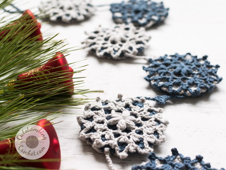Crochet PATTERN Christmas Garland Snowflake Christmas tree garland, Ornament, Winter home decoration Written, Charts, Video PDF image 9