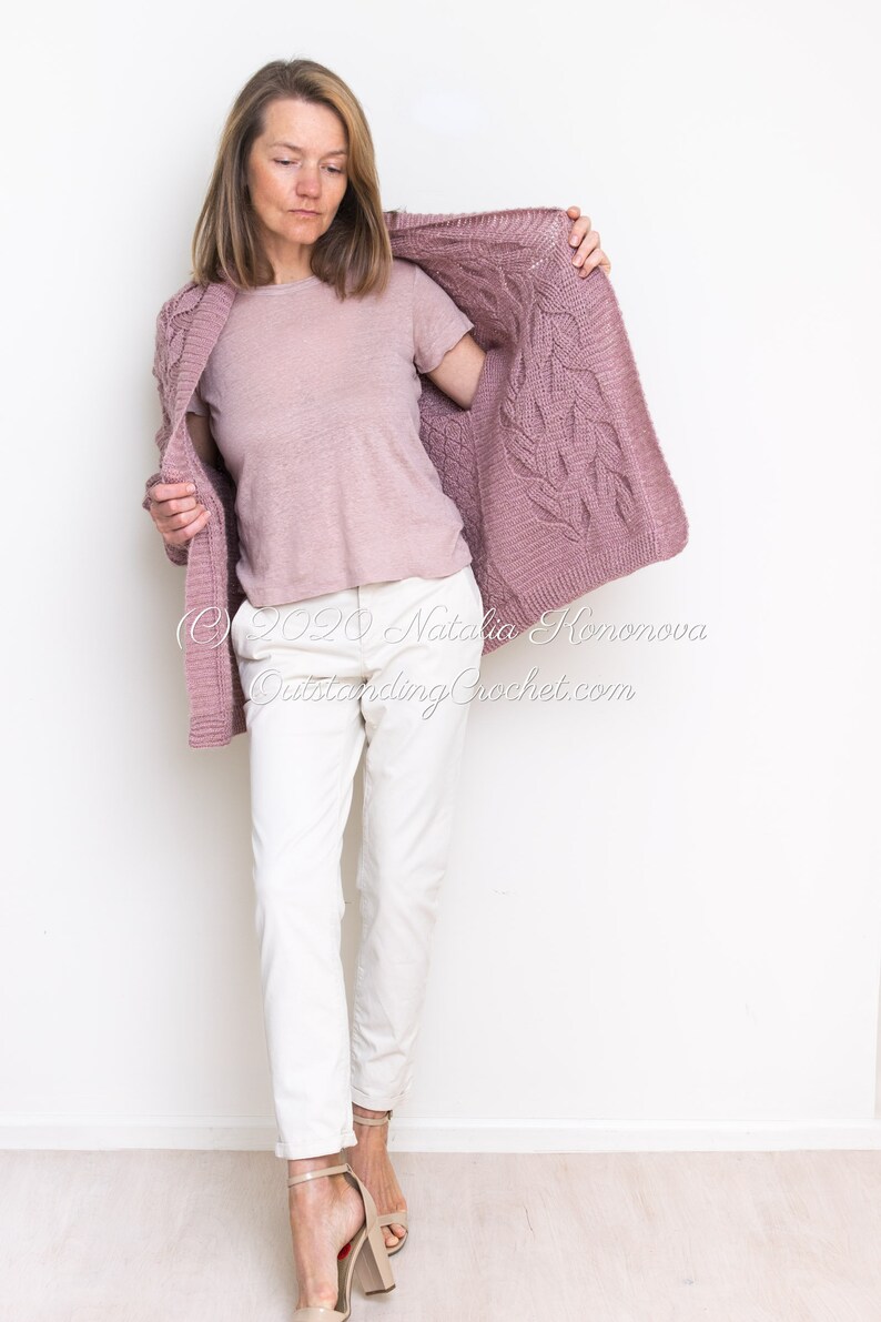 PATTERN - Crochet Cardigan - Olea - Women Sweater, Embossed, Cabled, Textured Jacket,  Plus Sizes