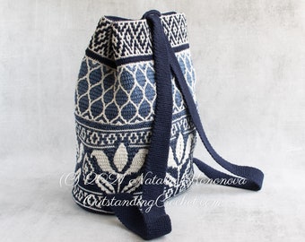 PATRÓN de ganchillo - Mochila Lili - Bolso, Bolso de ganchillo con mosaico superpuesto, Tote, Monedero - Patrón de hilo de pastel - Haakpatroon - PDF