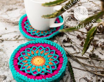 Orbella Coasters Crochet Pattern: Mandala Motif  (PDF)