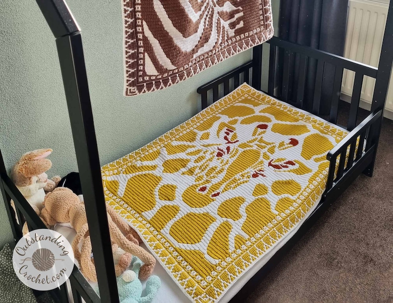 Giraffe Blanket Crochet PATTERN, Overlay Mosaic Crochet in 2 Sizes