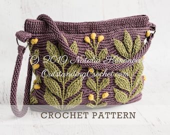 Crochet PATTERN - Meadow Bag - Women Purse, Shoulder, Crossbody, Messenger, Boho - Embossed, 3D Cable - Haakpatroon - PDF