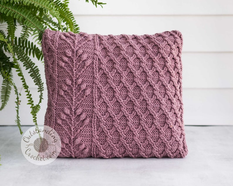 Crochet Pillow PATTERN - Umbella Cushion - Cabled, Textured - Chart, Videos, Written - PDF image 3