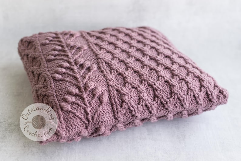 Crochet Pillow PATTERN - Umbella Cushion - Cabled, Textured - Chart, Videos, Written - PDF image 4