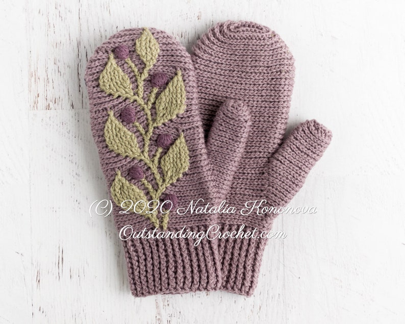 Crochet PATTERN Mittens Hedera Women, Kids Sizes Embossed Textured Cabled, Multicolor Haakpatroon PDF image 10