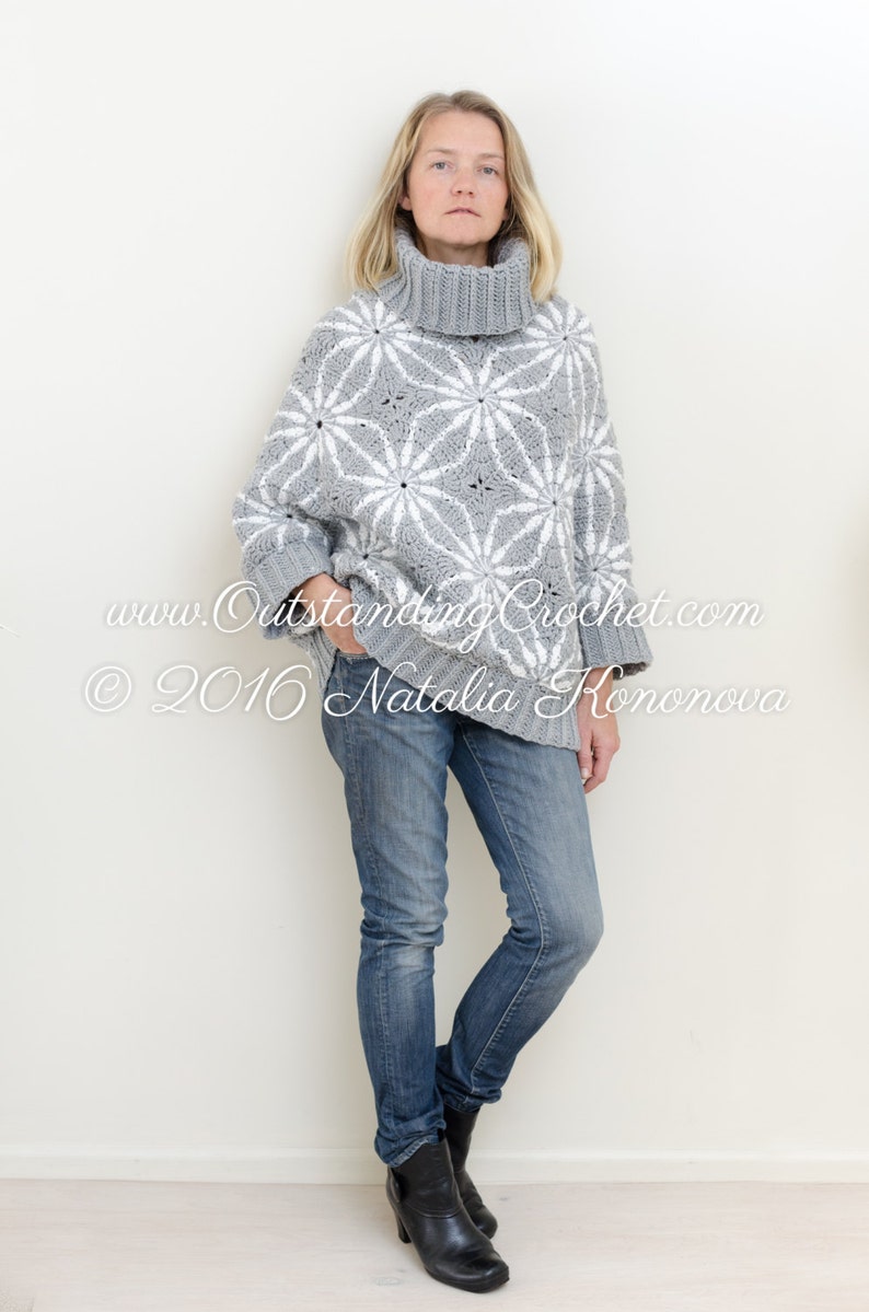 Crochet Sweater PATTERN - Morning Star - Women Poncho, Pullover, Jumper -  Small to Plus Sizes, Oversized