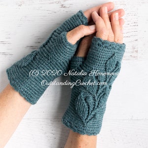 PATTERN Crochet Wrist Warmers Hedera Fingerless Mitts, Gloves, Hand Warmers for Women, Teens Embossed Charts Haalpatroon PDF image 6