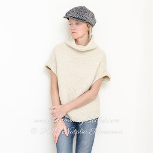 Cowl Neck Sweater Knitting PATTERN - Boreal Box Top Pullover Esy/ Beginner Pattern - Women, Unisex Seamless, Oversized - S to 2X - PDF