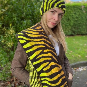 Crochet Hat and Scarf PATTERN Zebra Print Women Beanie And Scarf Set Overlay Mosaic Crochet Written, Videos, Charts PDF image 4