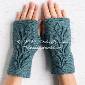 Crochet Mittens PATTERN and Crochet Wrist Warmers PATTERN Combo Fingerless Gloves Mitts for Women Kids Hedera Charts, Videos PDF image 3