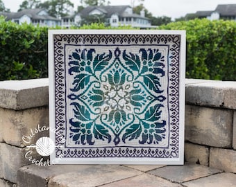 Petalique Wall Hanging Crochet Pattern: Overlay Mosaic Mandala Pillow, Cushion (PDF)