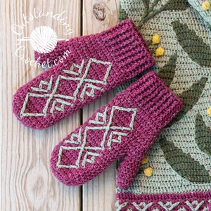 Forager Mittens Crochet PATTERN - Unisex Adult Men Women Mittens - Overlay Mosaic crochet - PDF