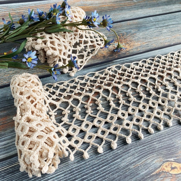 Crochet Edging PATTERN - Crochet lace trim, edging for scarf, skirt, dress in Boho style - PDF