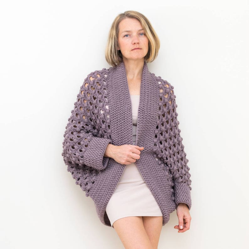Crochet Cardigan PATTERN - Ash Rose Shrug - Women Open Front Oversized Sweater - Beginner Easy Pattern - Small to Plus size 3X