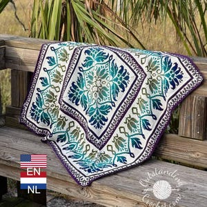 Petalique Blanket Crochet PATTERN - Overlay Mosaic Baby Blanket, Lapghan, Throw, Table Topper (PDF)