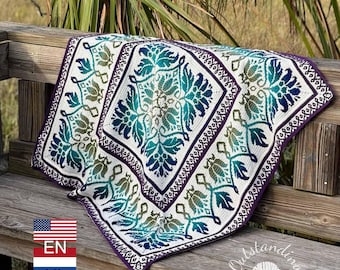 Petalique Blanket Crochet PATTERN - Overlay Mosaic Baby Blanket, Lapghan, Throw, Table Topper (PDF)
