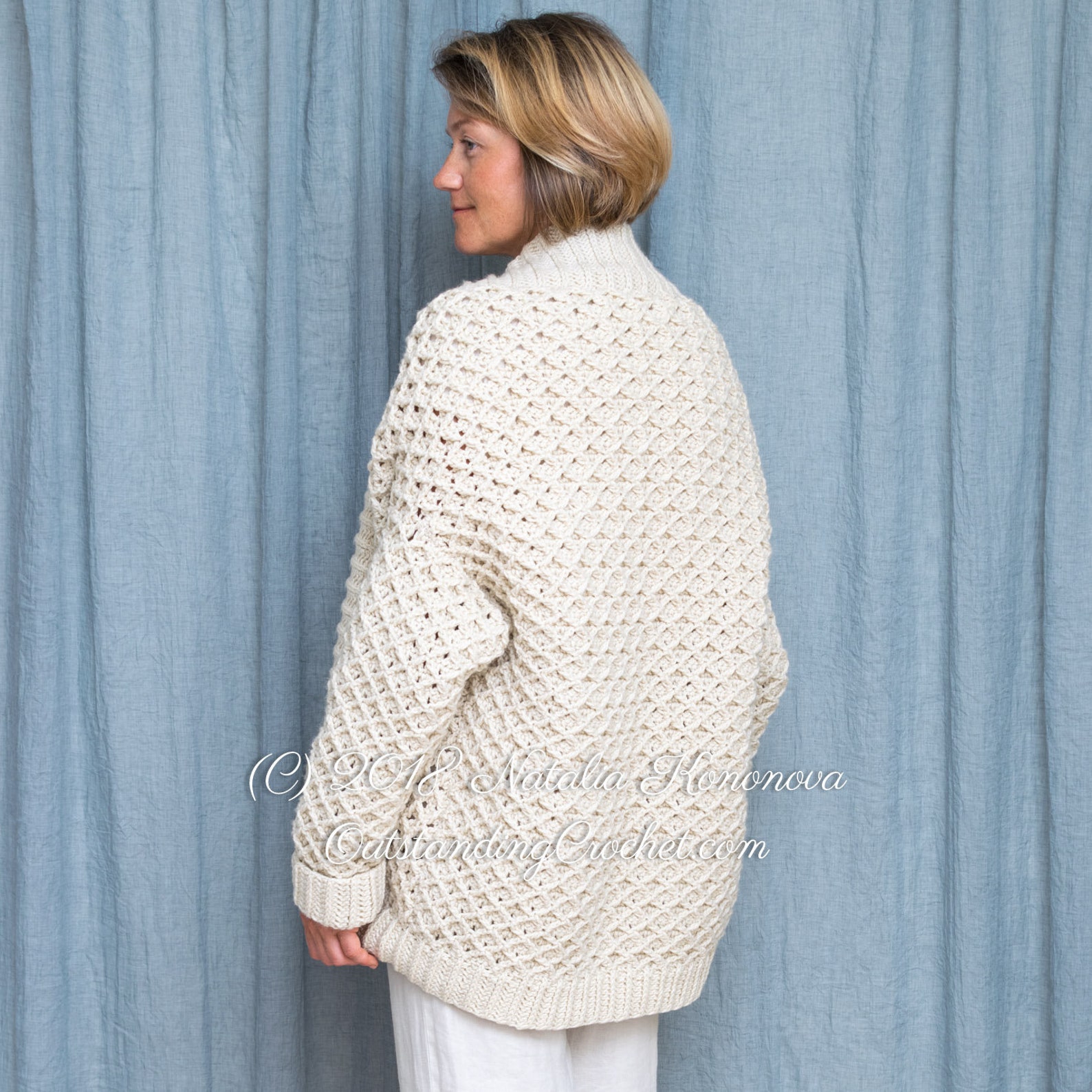 Crochet Cardigan PATTERN Diamond Cable Women Sweater | Etsy