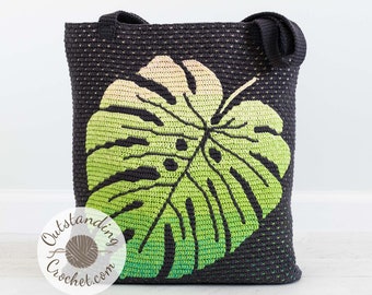 PATTERN - Crochet Bag - Monstera Overlay Mosaic Crochet Bag - Women Shoulder, Handbag, Tote - Haakpatroon - Cake Yarn Pattern - PDF