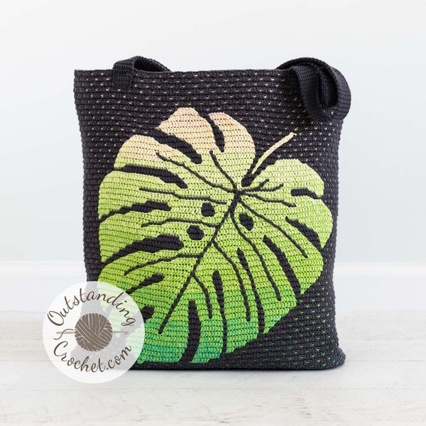 MOTIF - Sac au crochet - Sac au crochet Monstera Overlay Mosaic - Sac à bandoulière, sac à main, fourre-tout pour femme - Haakpatroon - Patron de laine pour gâteau - PDF