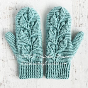 Crochet PATTERN Mittens Hedera Women, Kids Sizes Embossed Textured Cabled, Multicolor Haakpatroon PDF image 9