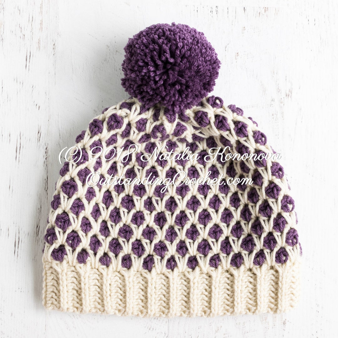 Crochet Hat PATTERN - Pom-pom Polka Dot - Chunky Winter Beanie - Baby ...