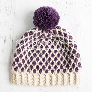 Gehaakte muts PATROON - Pom-Pom Polka Dot - Dikke wintermuts - Baby, peuter, kinderen, meisjes, jongens, damesmaten - geschreven, grafiek, video - PDF