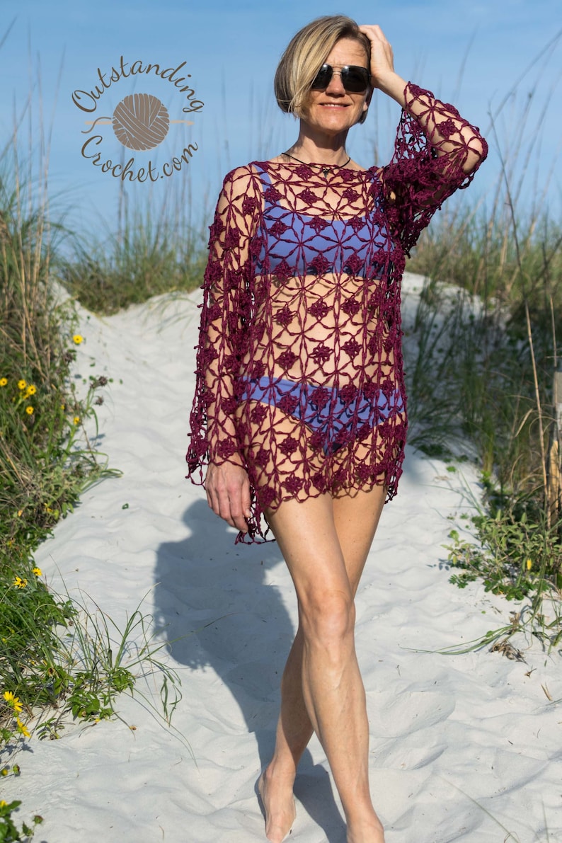 Boat Neck Top Crochet PATTERN - Seamless Lace Pullover, Jumper, Cover Up, Drop Shoulder, Boat Neck, Oversized - Plus sizes