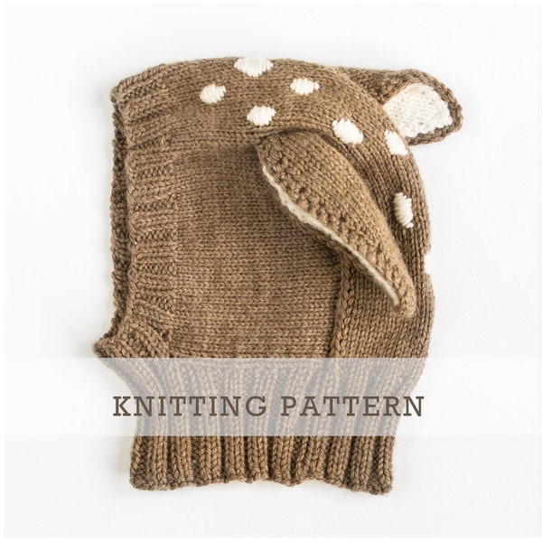 Baby Deer Hat Knitting PATTERN - Boys, Girls, Children Balaclava Coverall Helmet with Neck Warmer - Baby, Toddler, Kids, Adult Sizes - PDF