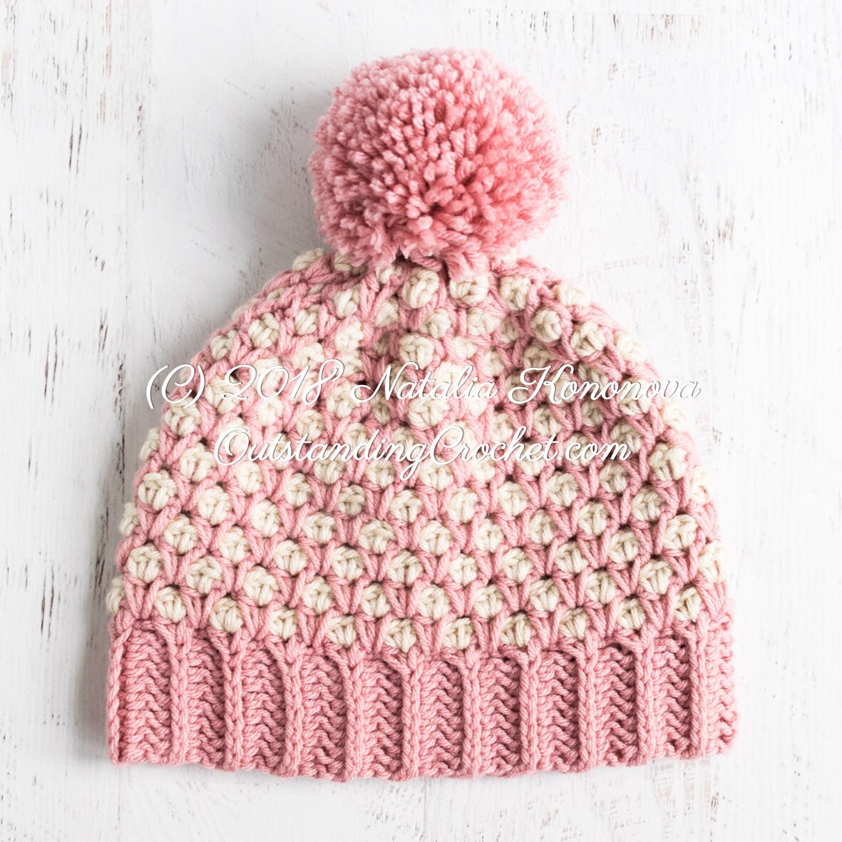 Pom Pom Crochet Hat PATTERN Polka Dot Chunky Winter Beanie Etsy