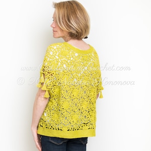 Crochet Top PATTERN - Shine - Women Oversized Summer Lace - Small to Plus size 4X - Joined as You Go Motifs