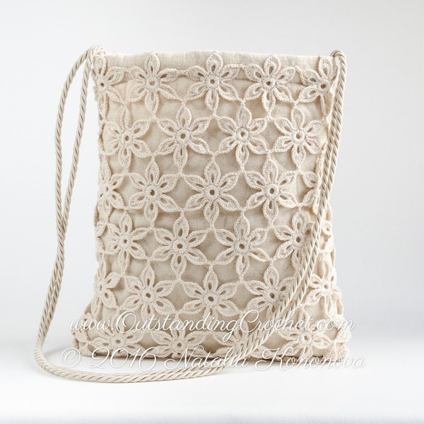 Crochet Bag PATTERN - Flower Motif Shoulder Bag, Messenger, Tote , Purse, Cross-body, Free Download Option - PDF