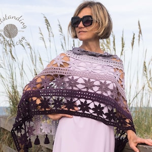 Crochet Shawl PATTERN - Kosmos - Poncho, Wrap, Cover Up, Stole, Beachwear Lace Crochet - Cake Yarn Pattern - Haakpatroon - PDF