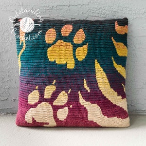 Cat Bag Pillow Crochet PATTERN - Overlay Mosaic - Women Shoulder Bag, Cushion, Tote.