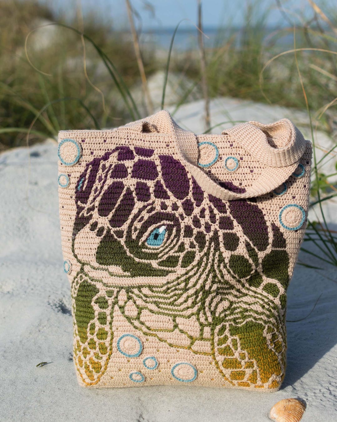 Sea Turtle Bag or Pillow Crochet Pattern - Convertible Backpack, Tote ...