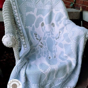 Blanket/ Tapestry Crochet PATTERN - Giraffe - Overlay Mosaic Crochet Pattern in 2 sizes: Toddler/ Lap, Baby