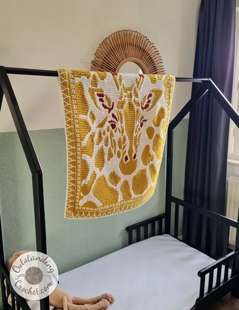 Blanket/ Tapestry Crochet PATTERN - Giraffe - Overlay Mosaic Crochet Pattern in 2 sizes: Toddler/ Lap, Baby