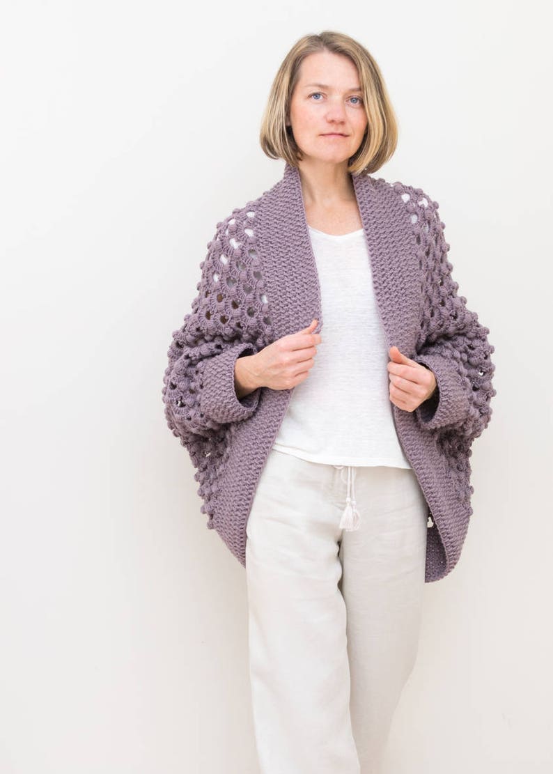 Crochet Cardigan PATTERN - Ash Rose Shrug - Women Open Front Oversized Sweater - Beginner Easy Pattern - Small to Plus size 3X