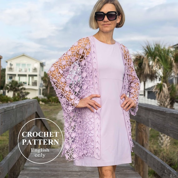 crochet cardigan over dress layering with a crochet cardigan