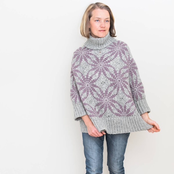 Crochet Sweater PATTERN - Morning Star - Women Poncho, Pullover, Jumper -  Small to Plus Sizes, Oversized, Charts, Step Pictures - PDF