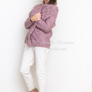 PATTERN - Crochet Cardigan - Olea - Women Sweater, Embossed, Cabled, Textured Jacket,  Plus Sizes