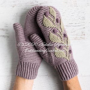 Crochet PATTERN Mittens Hedera Women, Kids Sizes Embossed Textured Cabled, Multicolor Haakpatroon PDF image 7