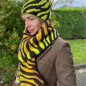 Crochet Hat and Scarf PATTERN Zebra Print Women Beanie And Scarf Set Overlay Mosaic Crochet Written, Videos, Charts PDF image 10