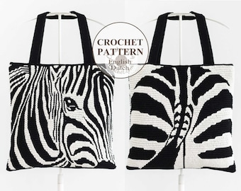 Zebra Bag Crochet Pattern Mosaic crochet pillow cushion Animal - Main Image