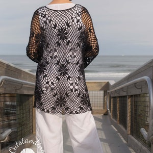 Bohemia Tunic / Dress crochet pattern made with joined-as-you -go square lace motifs. Choose between 3 lengths and 3 necks (v, scoop, boat).