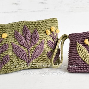 Crochet Clutch and Coin Purse PATTERN Meadow Embossed Women Bag, Pouch, Cosmetic, Project, Boho Embossed, 3D Cabled Video, Charts image 8