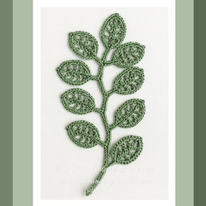 Irish Crochet Applique PATTERN Branch Crochet Gift Idea Leaf Lace Motif Embellishment Wall Decoration DIY Home Decor PDF image 2